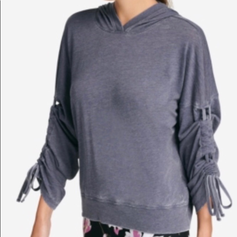 DKNY Relaxed Cinch Sleeve Hoodie